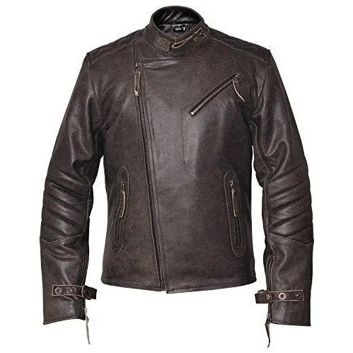 Mens Distressed Grey David Beckham Kendal Leather Jacket