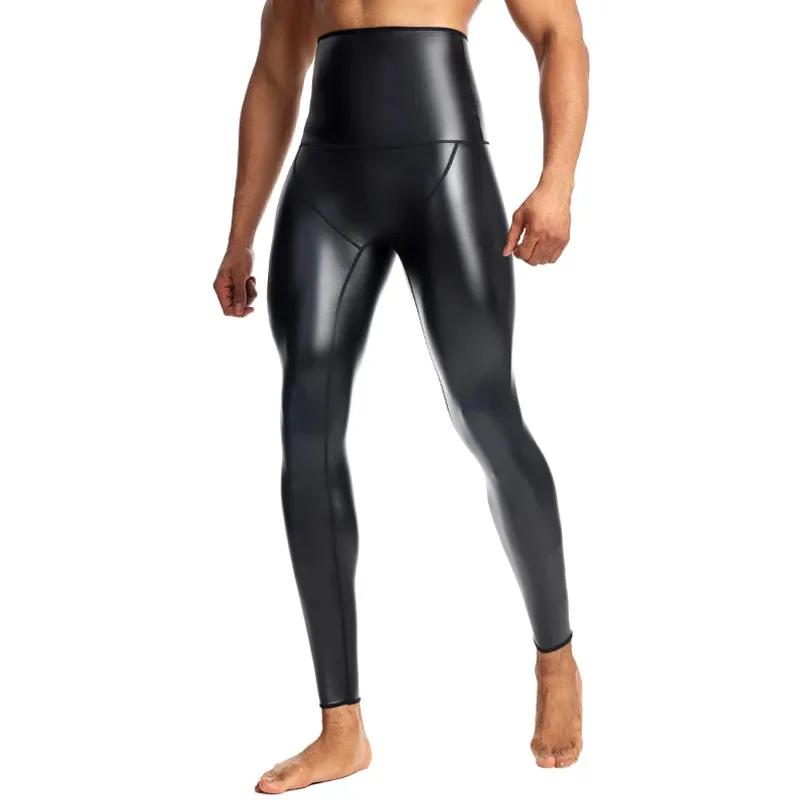 Men's High Waist Faux Leather Pants