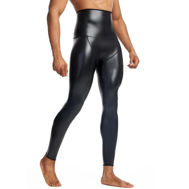 Men's High Waist Faux Leather Pants
