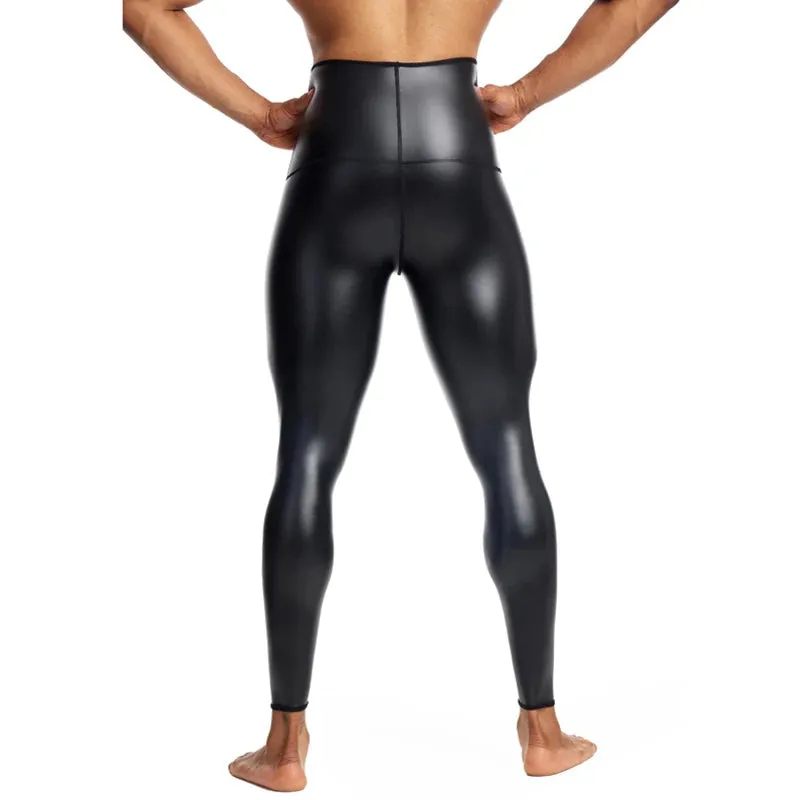 Men's High Waist Faux Leather Pants