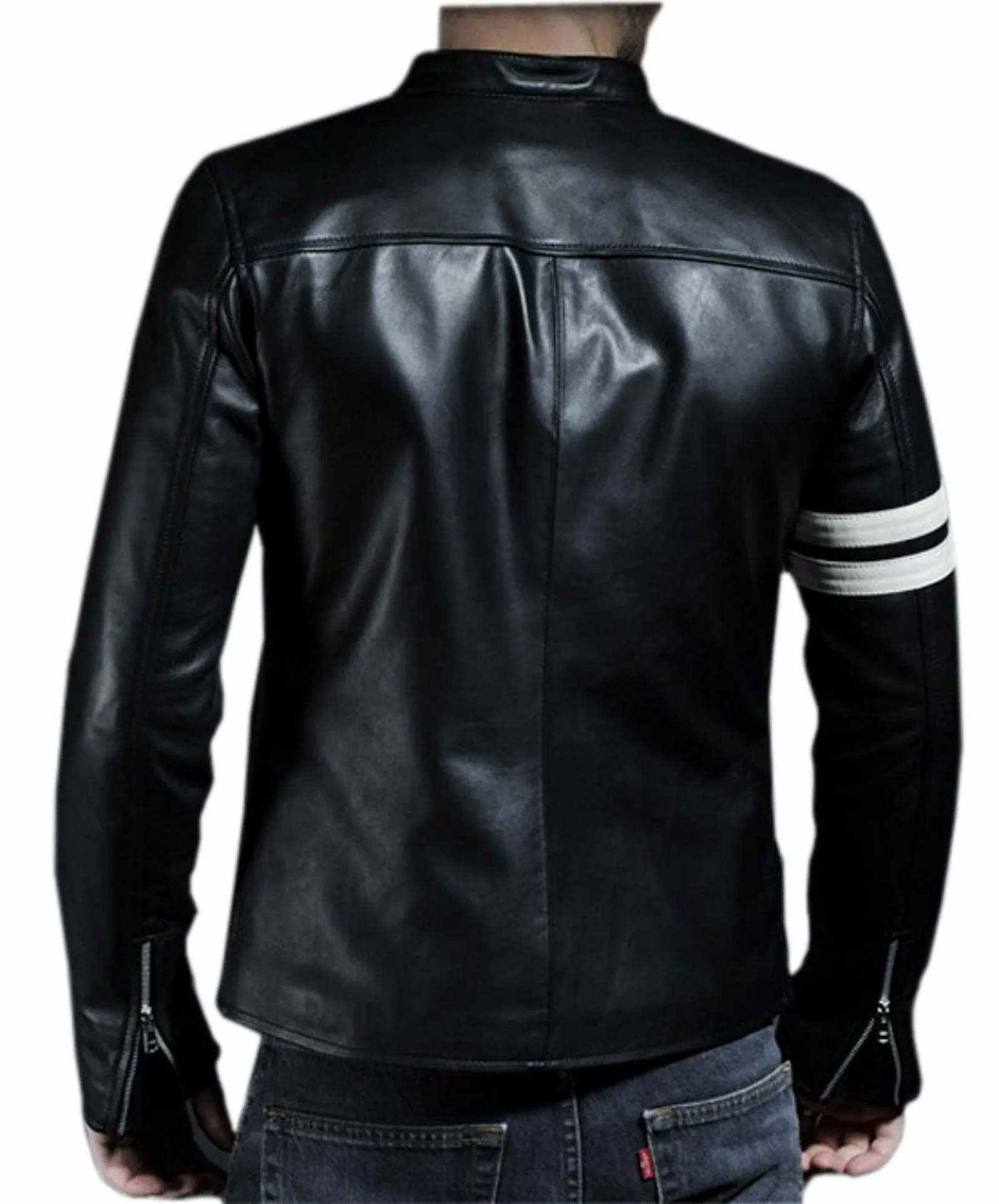 Men's Motorcycle Leather Jacket Black MJ003