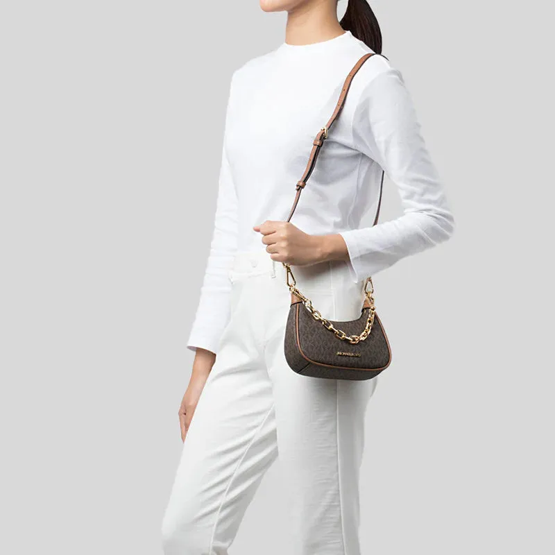 MICHAEL KORS Signature Cora Mini Zip Pouchette Bag Brown RS-35R3G4CC1B