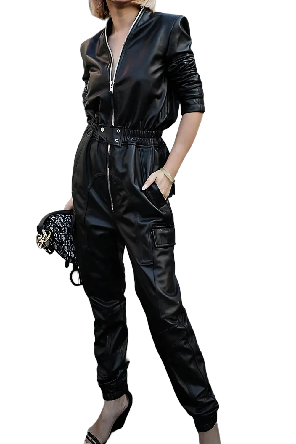 Midnight Armor Faux Leather Jumpsuit