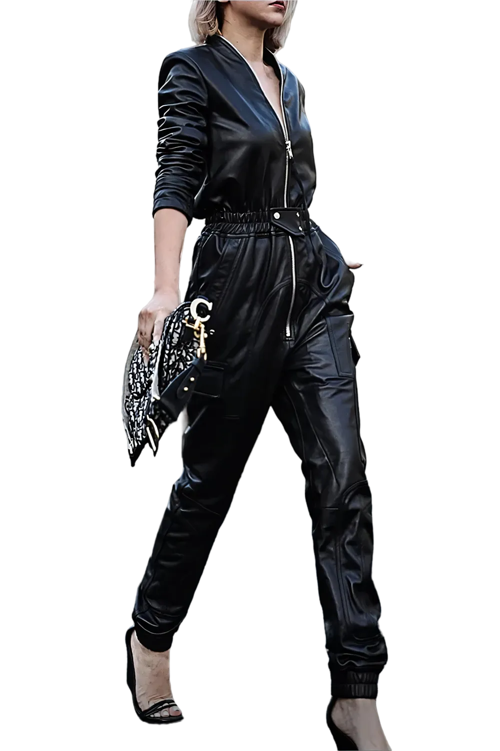 Midnight Armor Faux Leather Jumpsuit