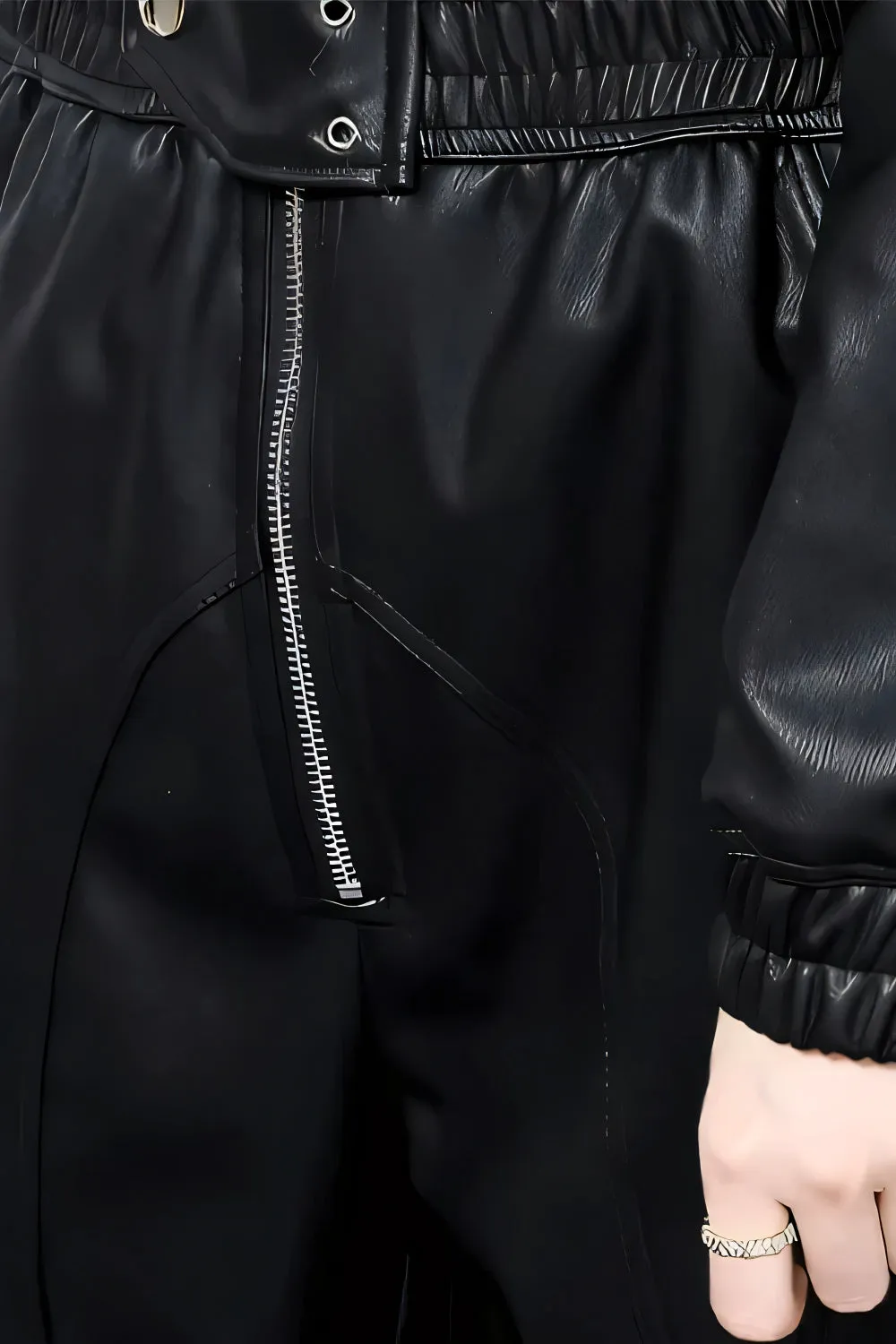 Midnight Armor Faux Leather Jumpsuit