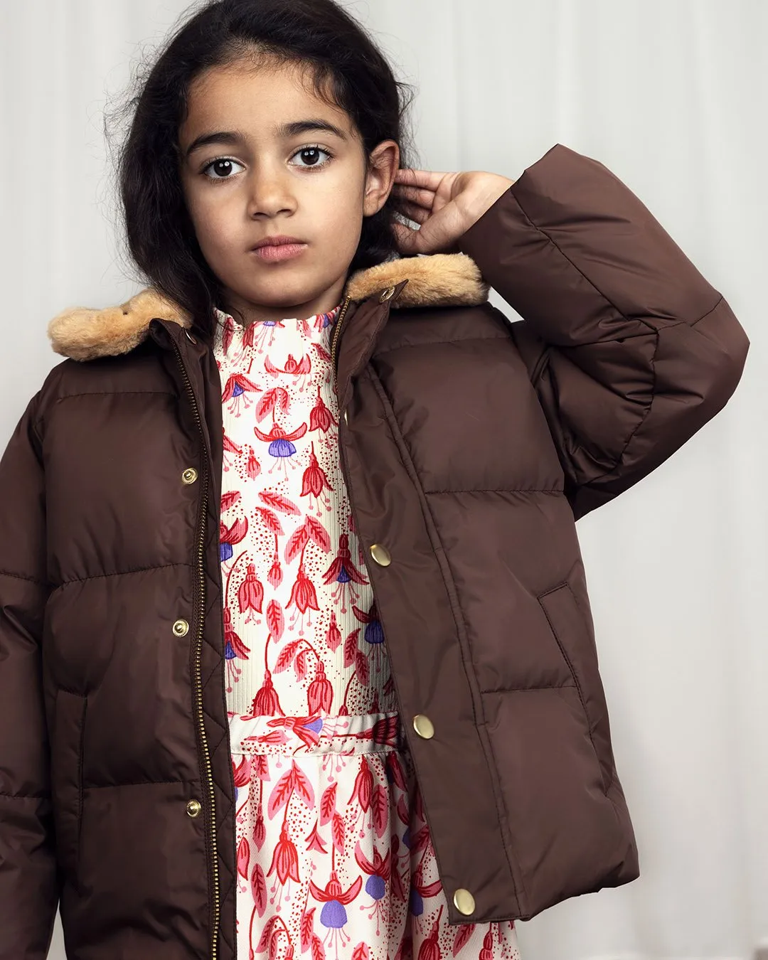 [Mini Rodini] Dog Emb Puffer Jacket - Brown