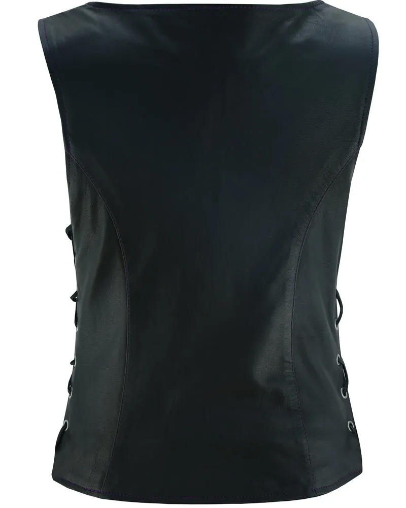 Miss Miles - Purple Paisley Women's Leather Vest