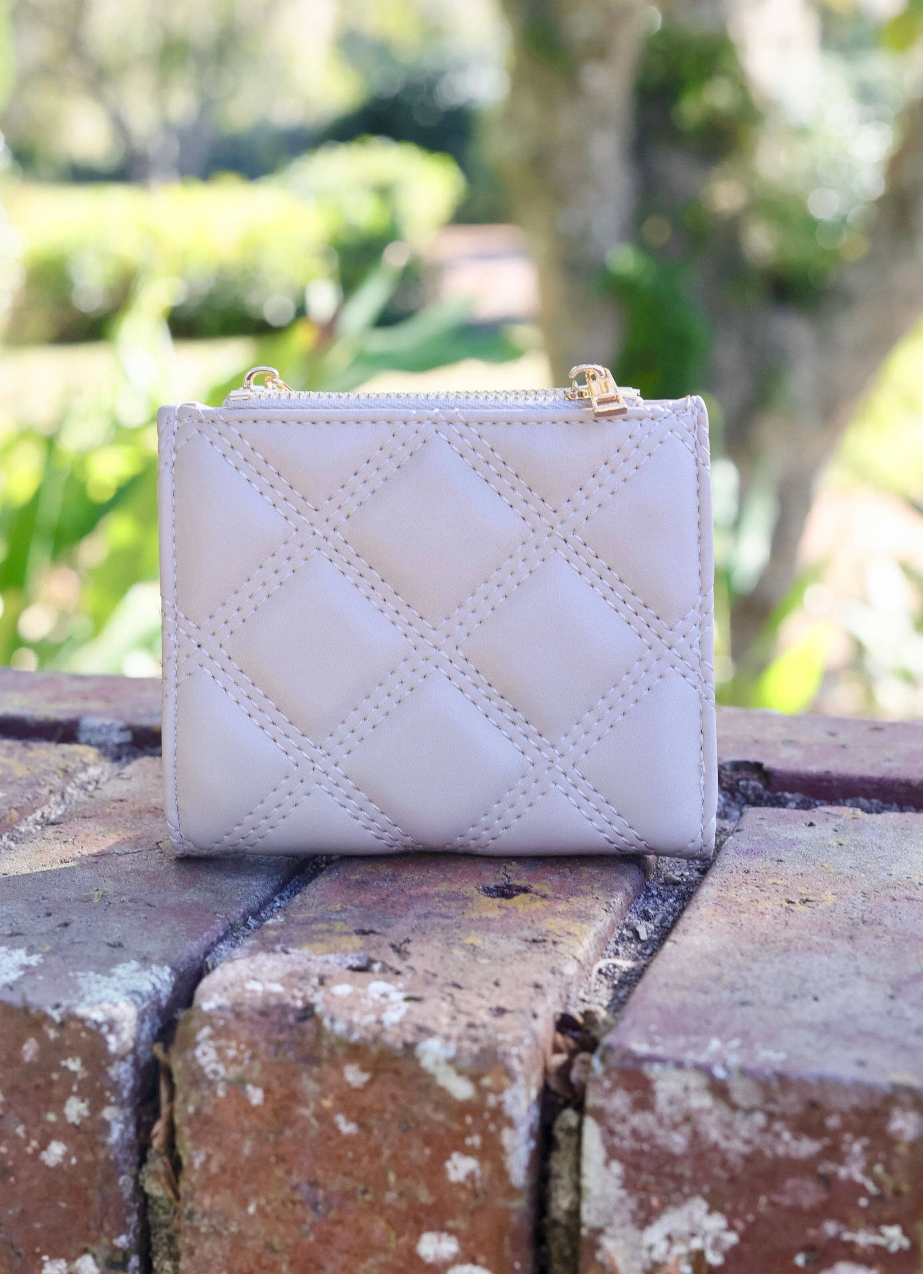 Monica Double Zip Wallet NUDE QUILTED