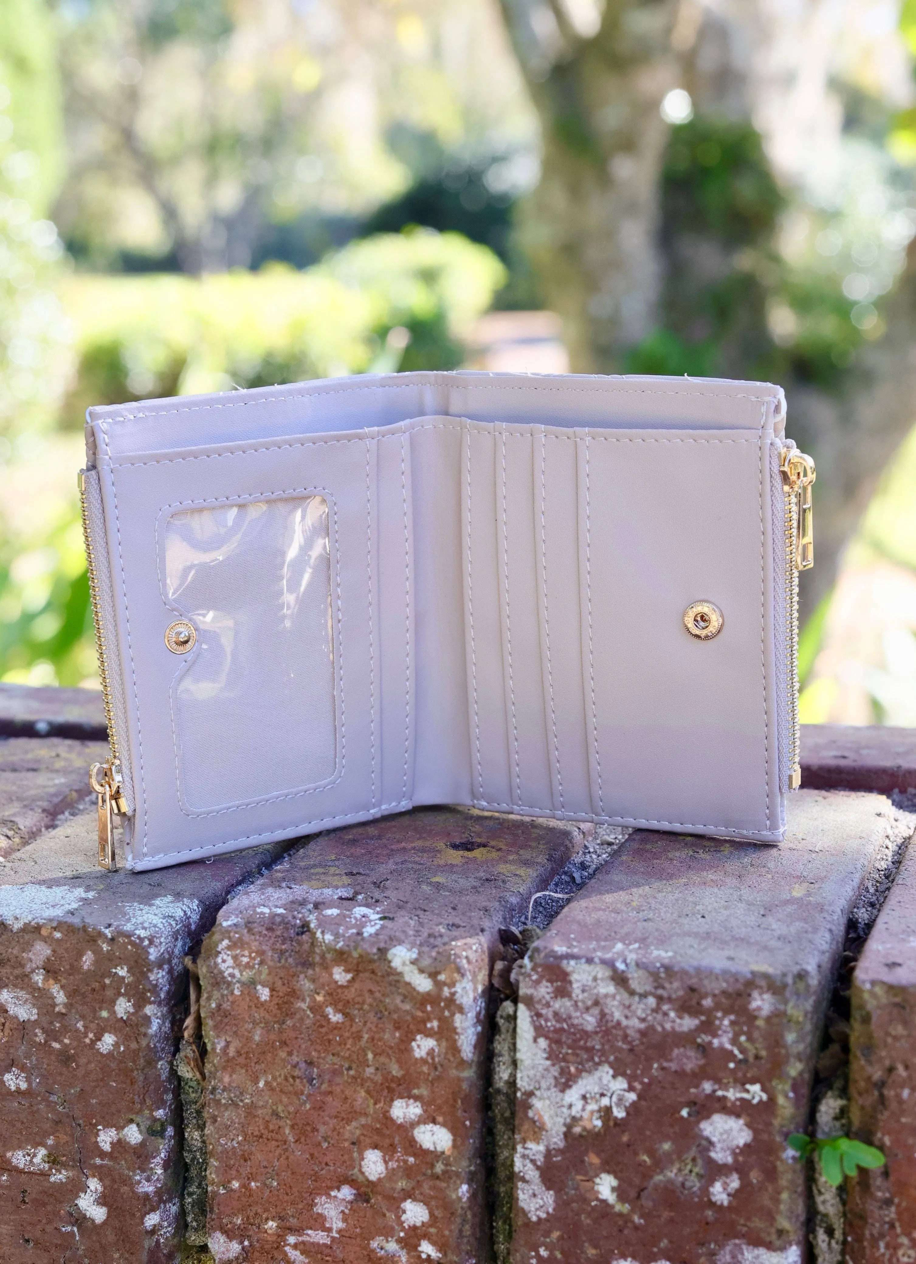 Monica Double Zip Wallet NUDE QUILTED