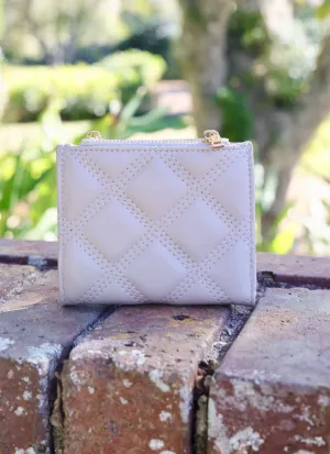 Monica Double Zip Wallet NUDE QUILTED