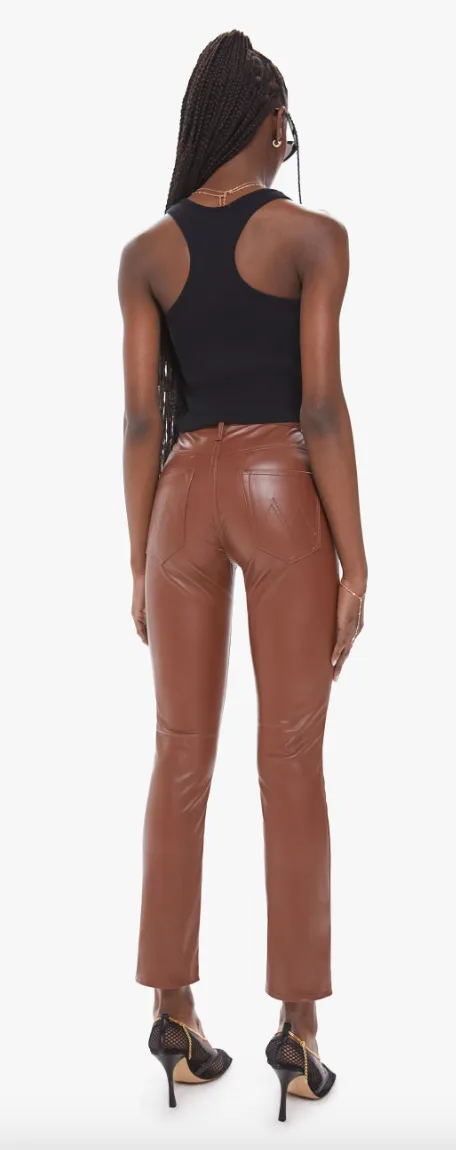 Mother - The Mid Rise Dazzler Ankle Vegan Leather Jean - Friar Brown