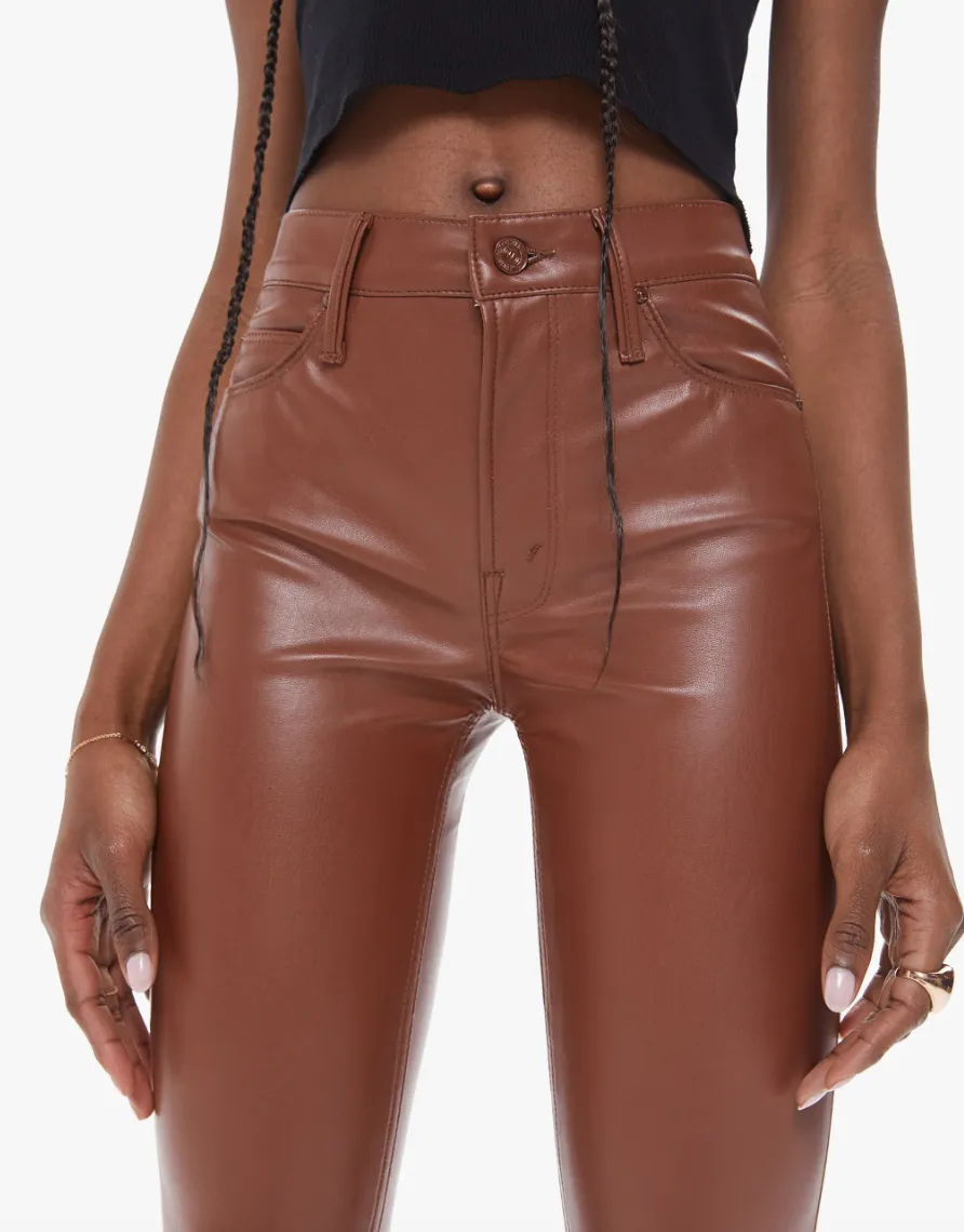 Mother - The Mid Rise Dazzler Ankle Vegan Leather Jean - Friar Brown