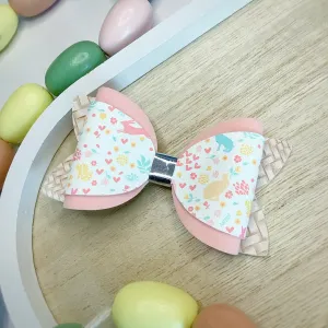 Multicolor Hopping Bunnies Bow