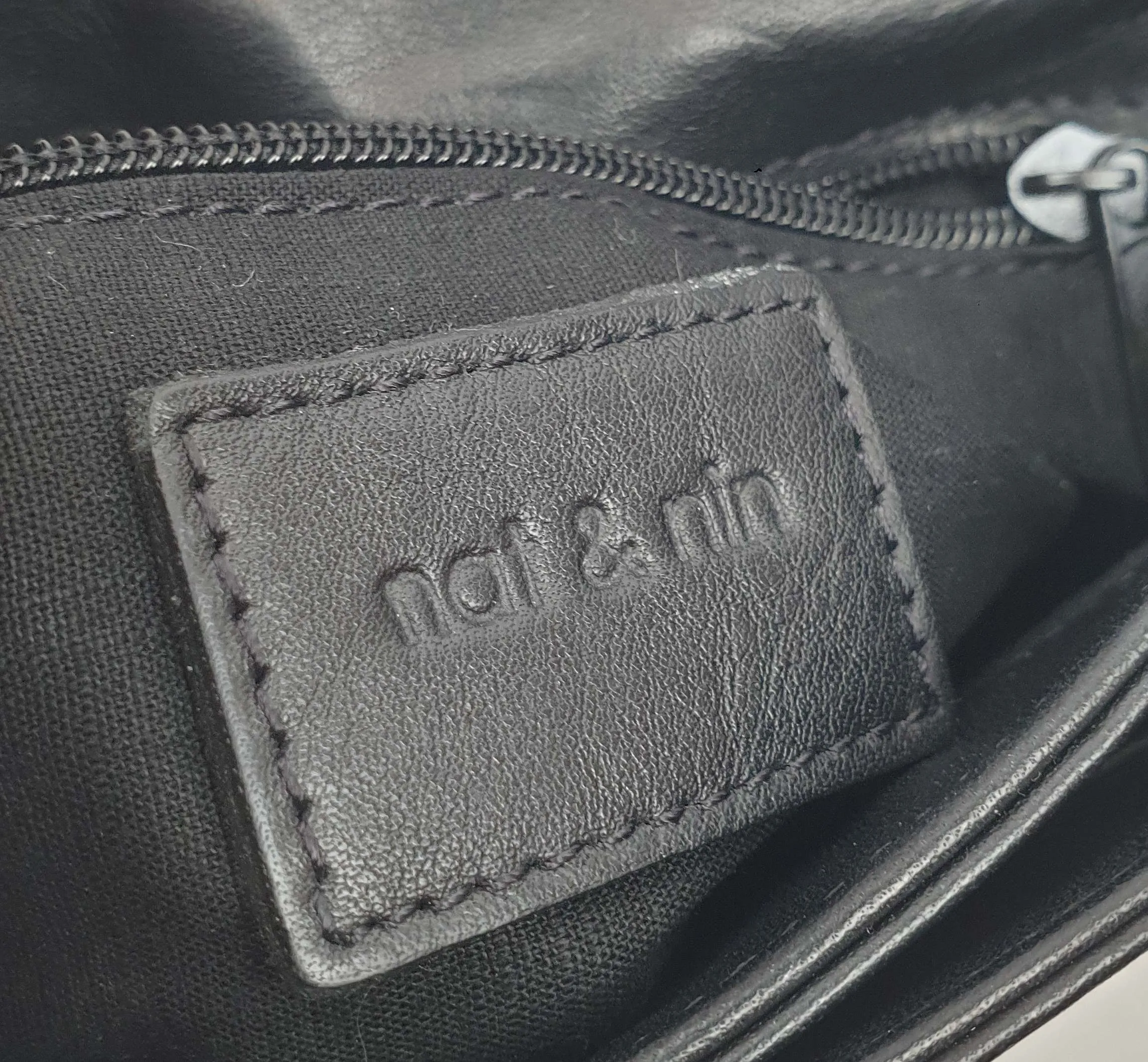 Nat & Nin soft black leather adjustable cross body bag