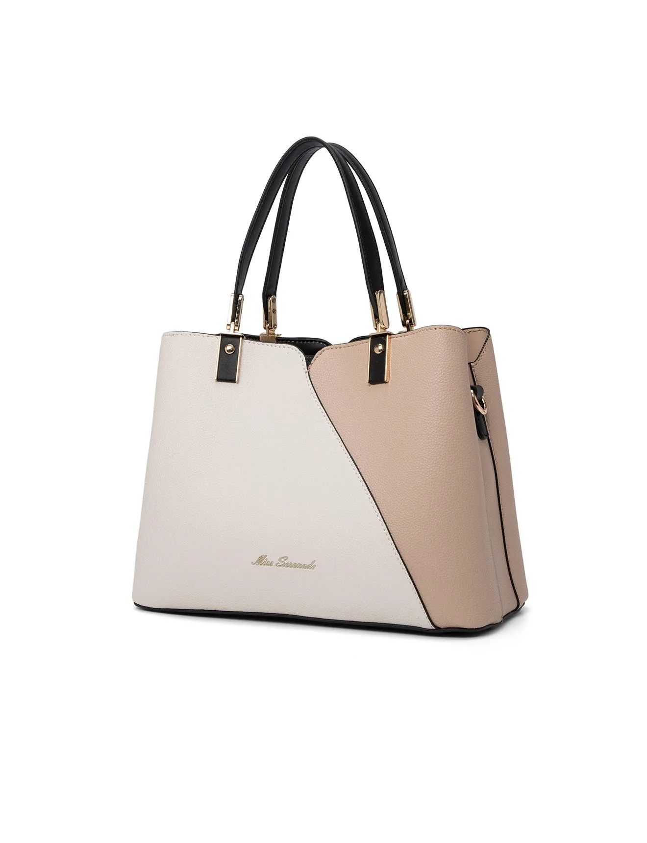 NATALIA VEGAN TRIPLE COMPARTMENT BAG- XB-2322-WHT/BEI