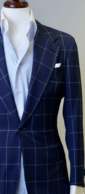 Navy Blue & Light Grey Windowpane Jacket