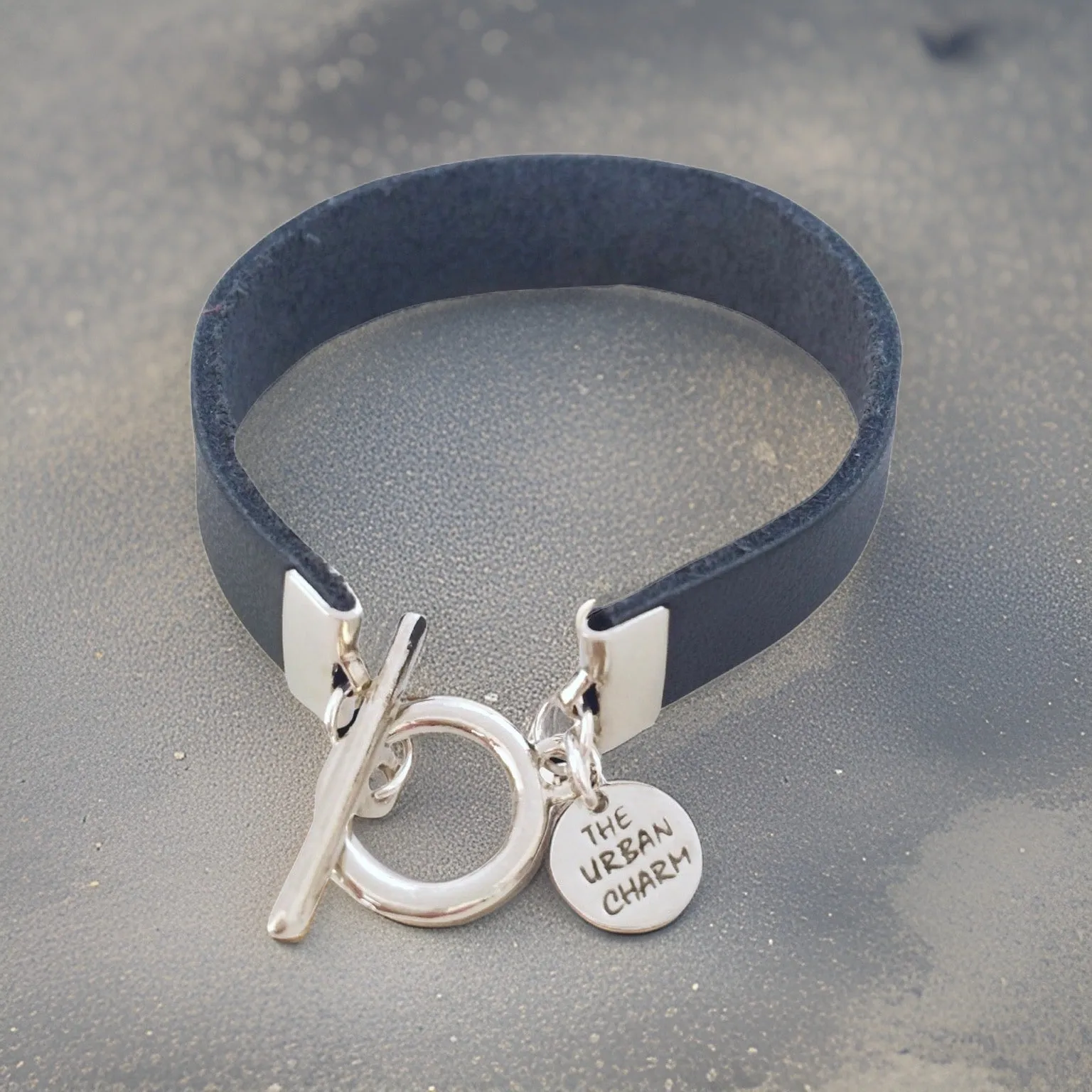 Navy Leather Color Band Bracelet