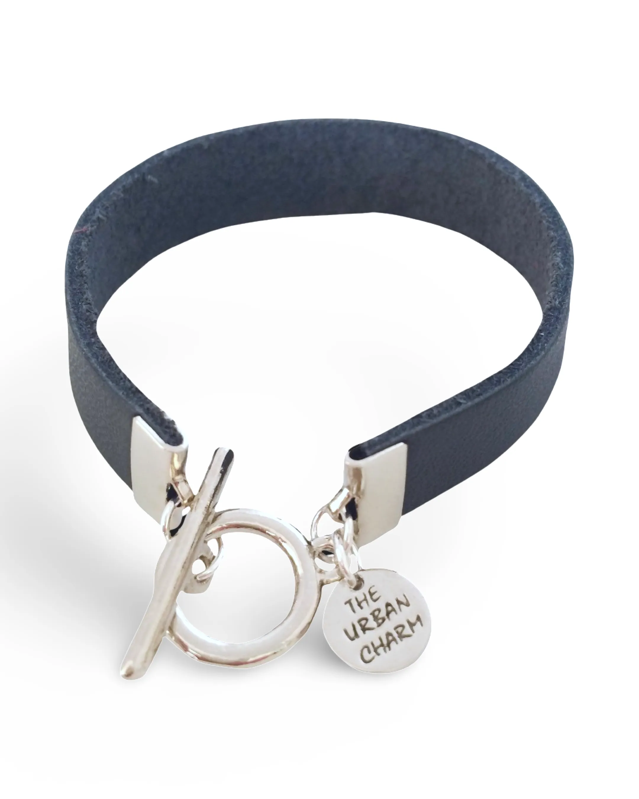 Navy Leather Color Band Bracelet
