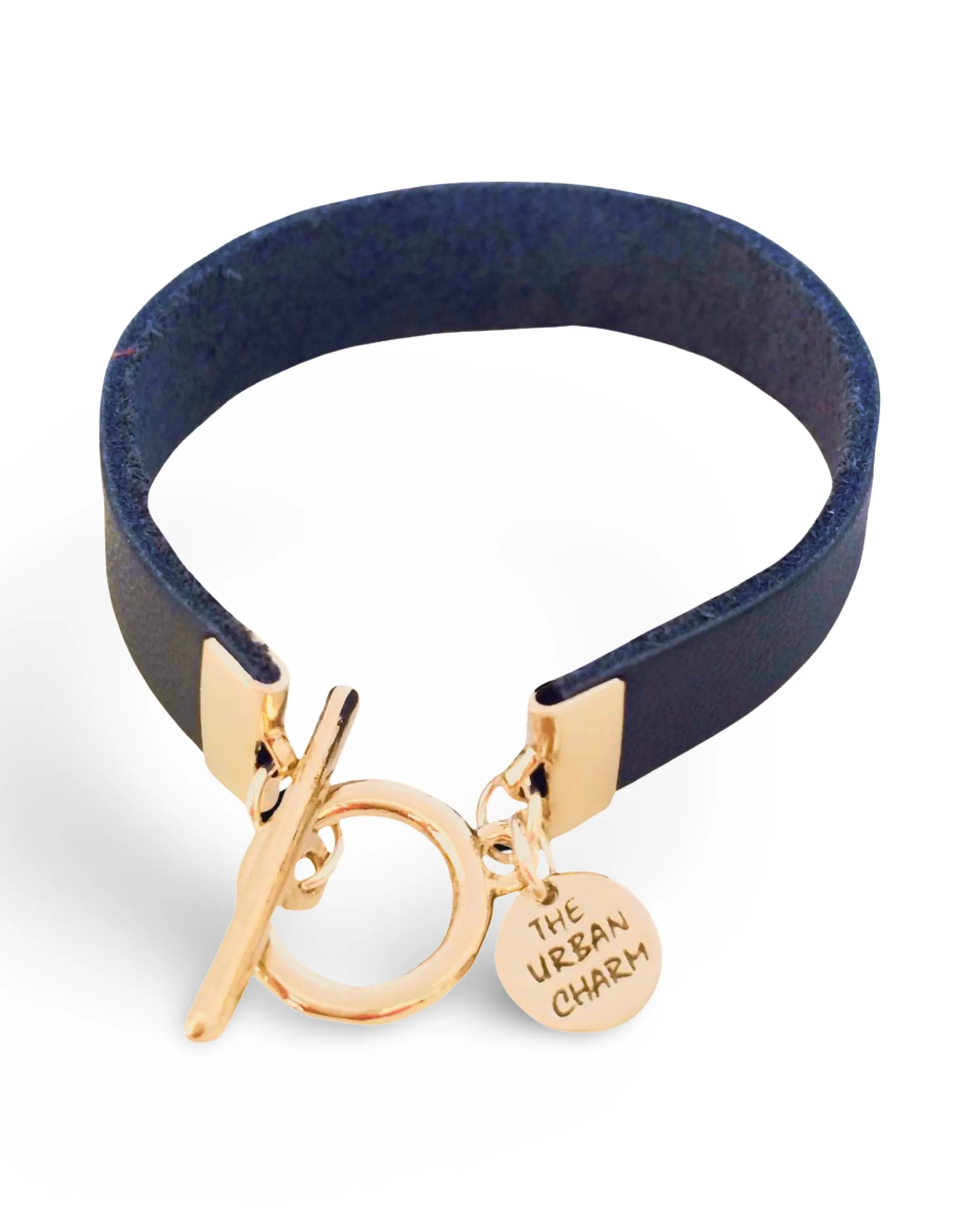 Navy Leather Color Band Bracelet