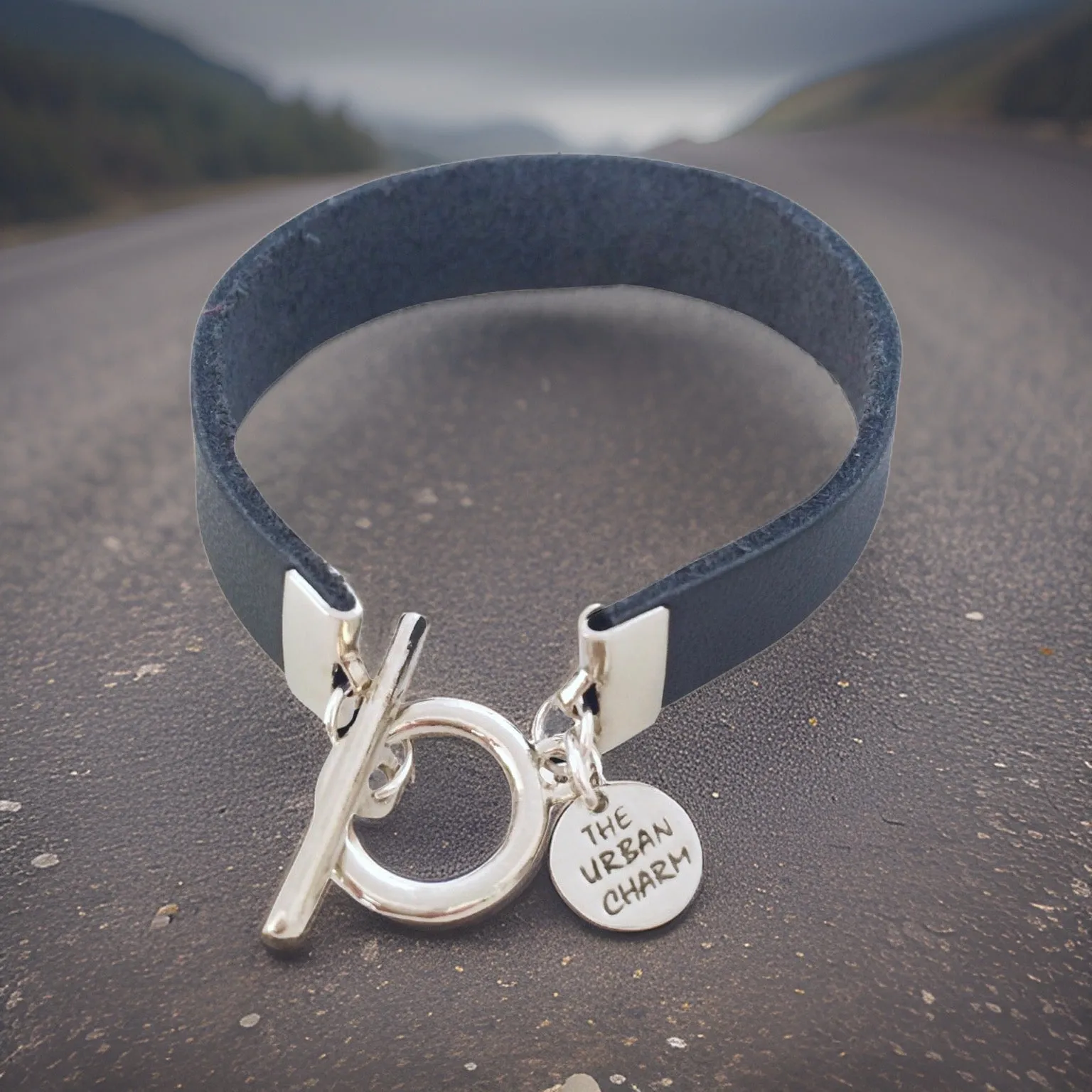 Navy Leather Color Band Bracelet