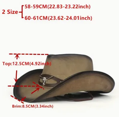 NEW Leather Cowboy Hat For Women And Men - Western Style Fedora Hat, Retails $111