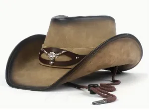 NEW Leather Cowboy Hat For Women And Men - Western Style Fedora Hat, Retails $111