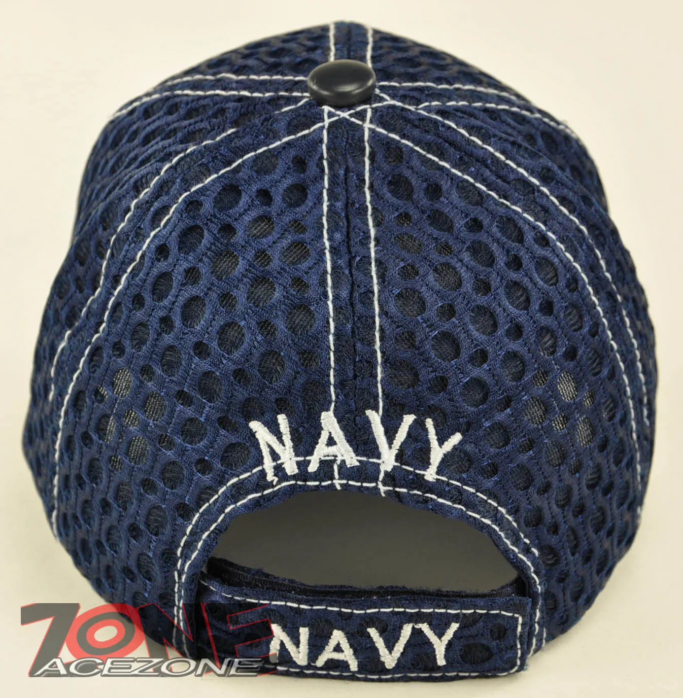 NEW! MESH W/LEATHER US NAVY ROUND NAVY CAP HAT NAVY