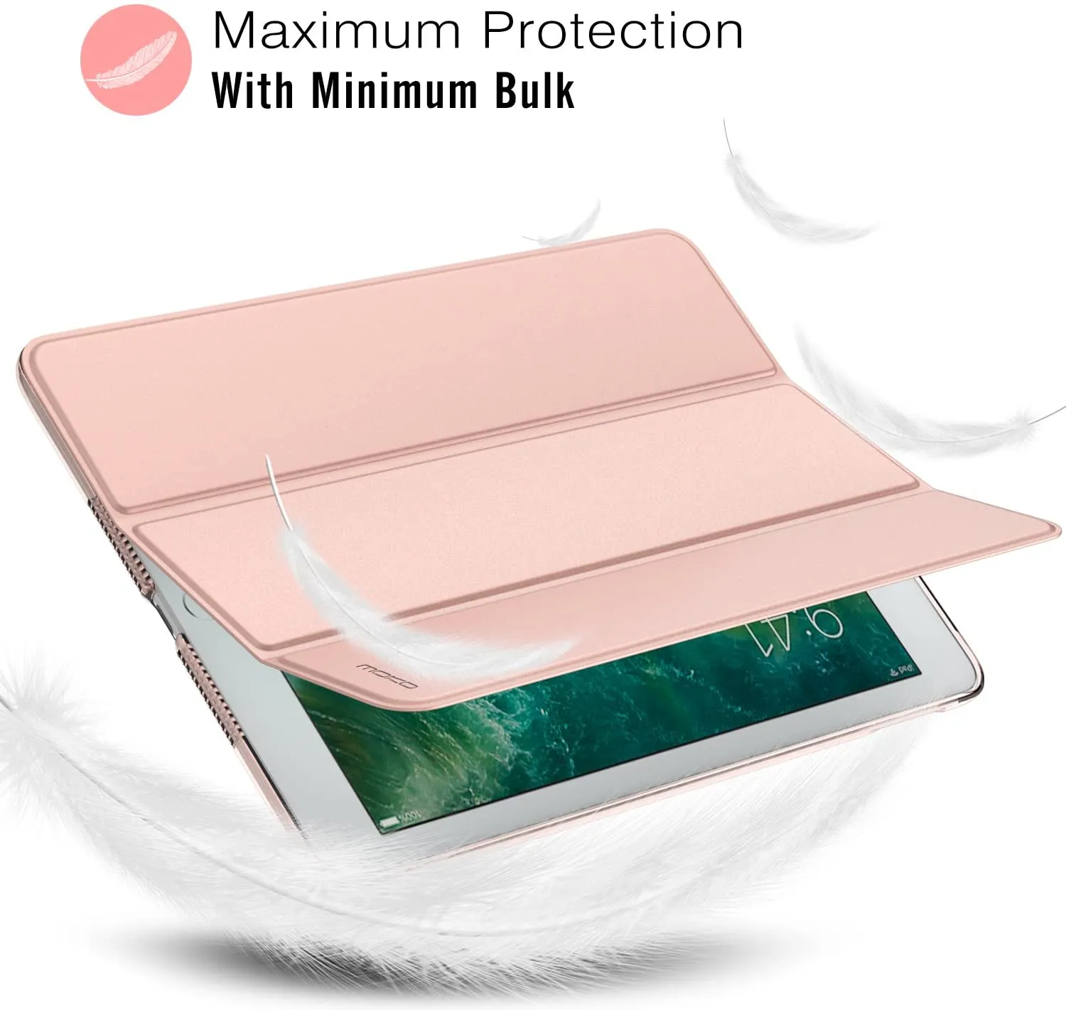 New MoKo Case Fit 2018/2017 iPad 9.7 5th / 6th Generation - Slim Lightweight Smart Shell Stand Cover with Translucent Frosted Back Protector Fit Apple iPad 9.7 Inch 2018/2017, Rose Gold (Auto Wake/Sleep)