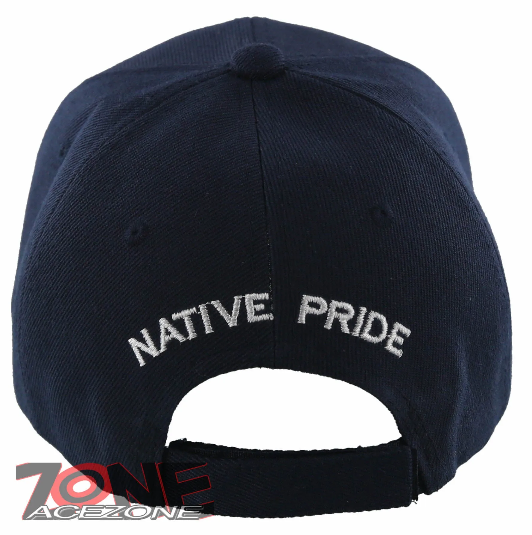 NEW! NATIVE PRIDE EAGLE FEATHERS FAUX LEATHER BASEBALL CAP HAT NAVY