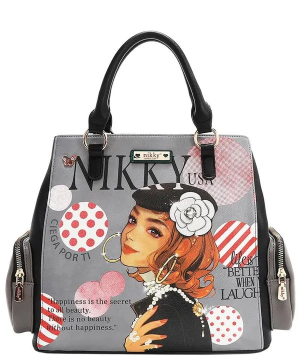 Nicole Lee USA Eco-Leather Handbag with Side Pockets