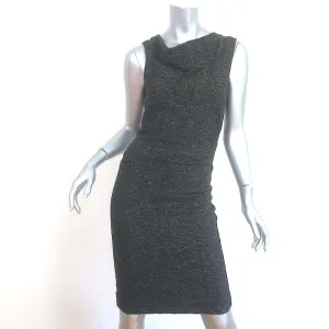 Nicole Miller Artelier Sleeveless Ruched Dress Black & Gold Metallic Size 6