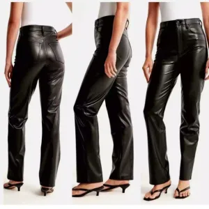 NWT  Abercrombie &amp; Fitch The 90s Straight Ultra High Rise Faux Leather Pant