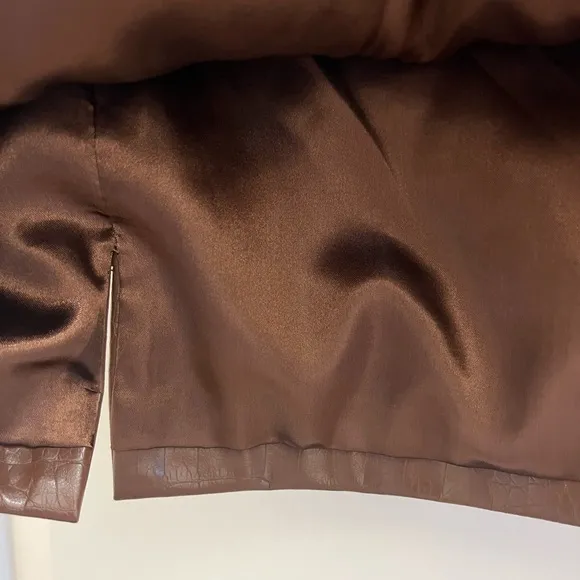 NWT ASTR Audrey Faux Leather Croc Skirt in Brown