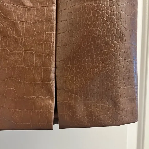 NWT ASTR Audrey Faux Leather Croc Skirt in Brown