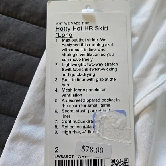 NWT Lululemon Hotty Hot High-Rise Skirt *Long - 2 White