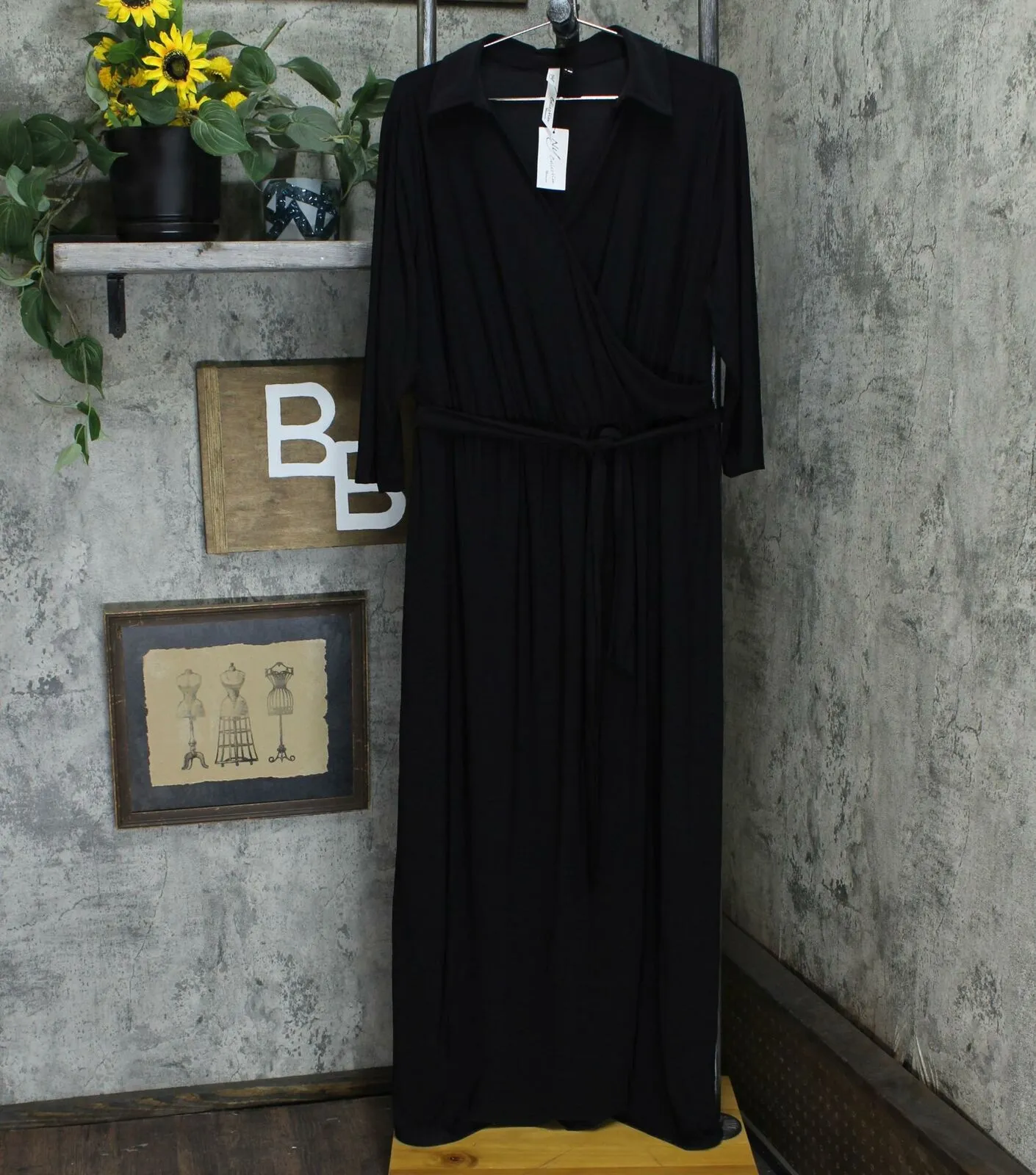 NY Collection Plus Size Faux Wrap Knit Maxi Dress