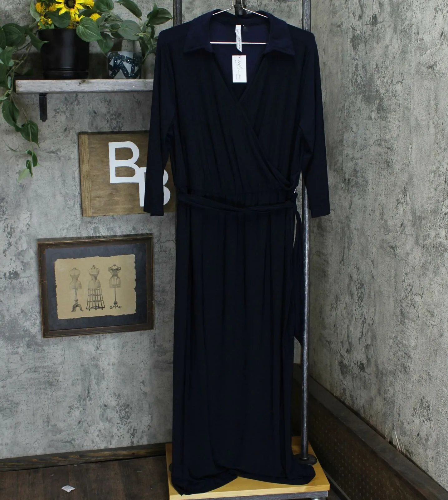 NY Collection Plus Size Faux Wrap Knit Maxi Dress