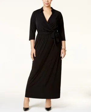 NY Collection Plus Size Faux Wrap Knit Maxi Dress
