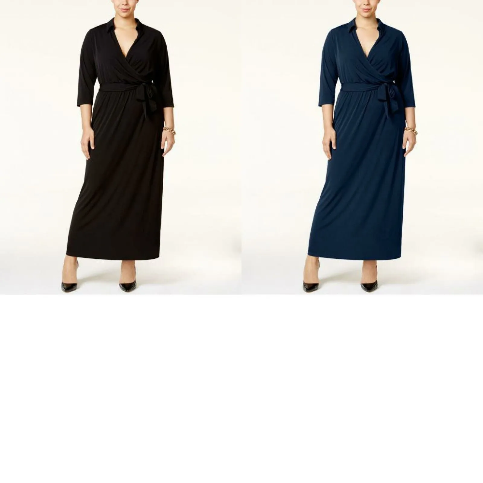 NY Collection Plus Size Faux Wrap Knit Maxi Dress