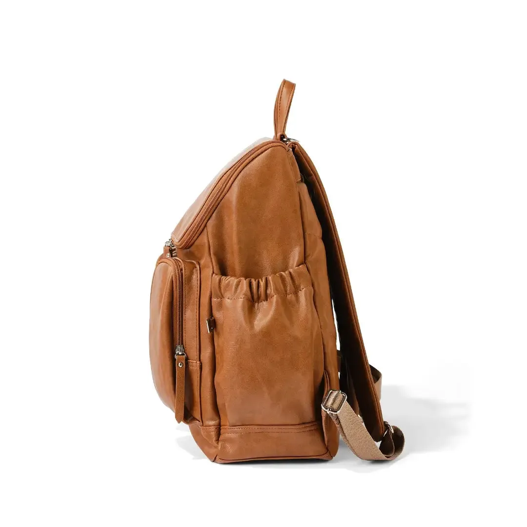 OiOi Signature Vegan Leather Nappy Backpack - Tan