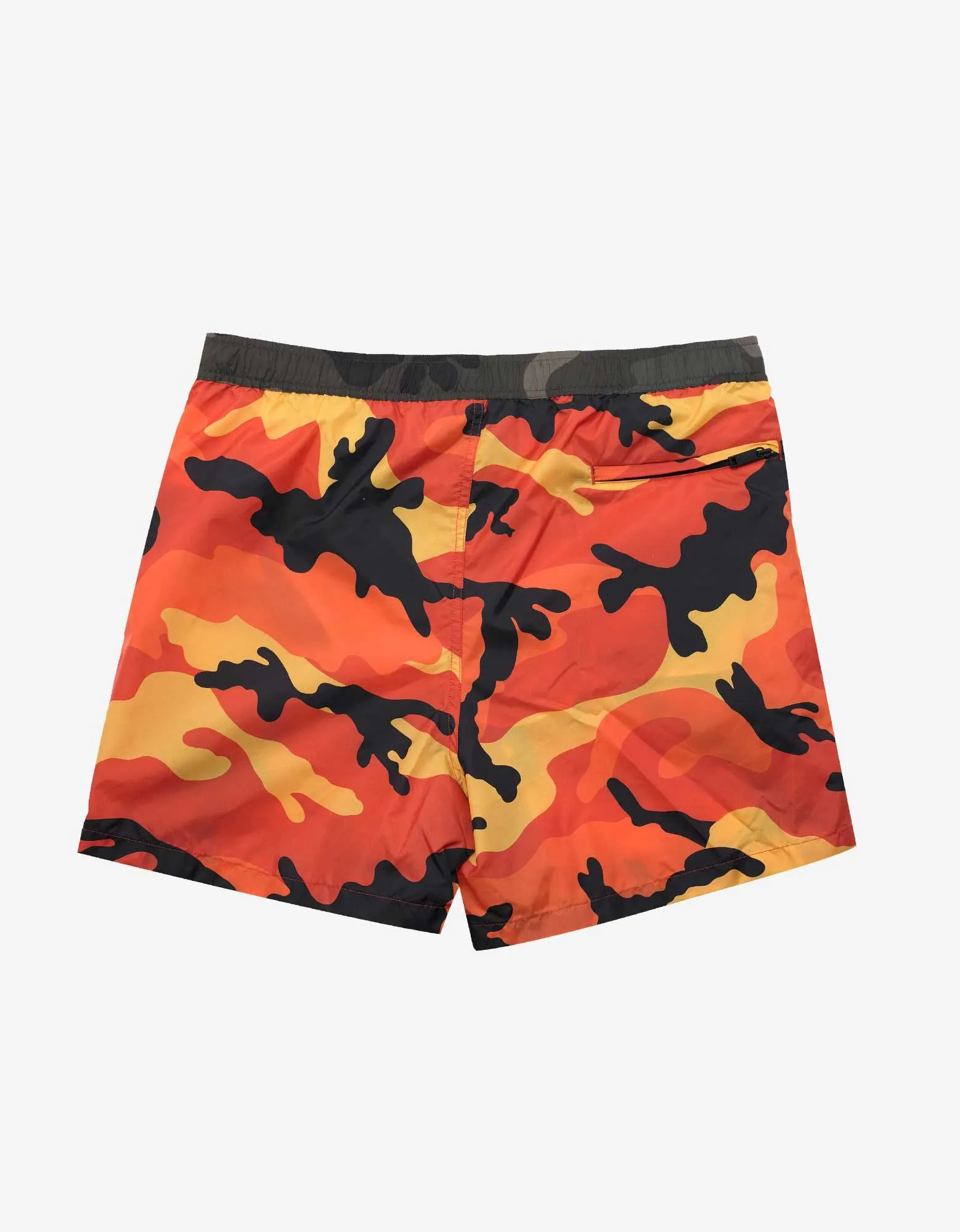 Orange Camouflage Print Swim Shorts