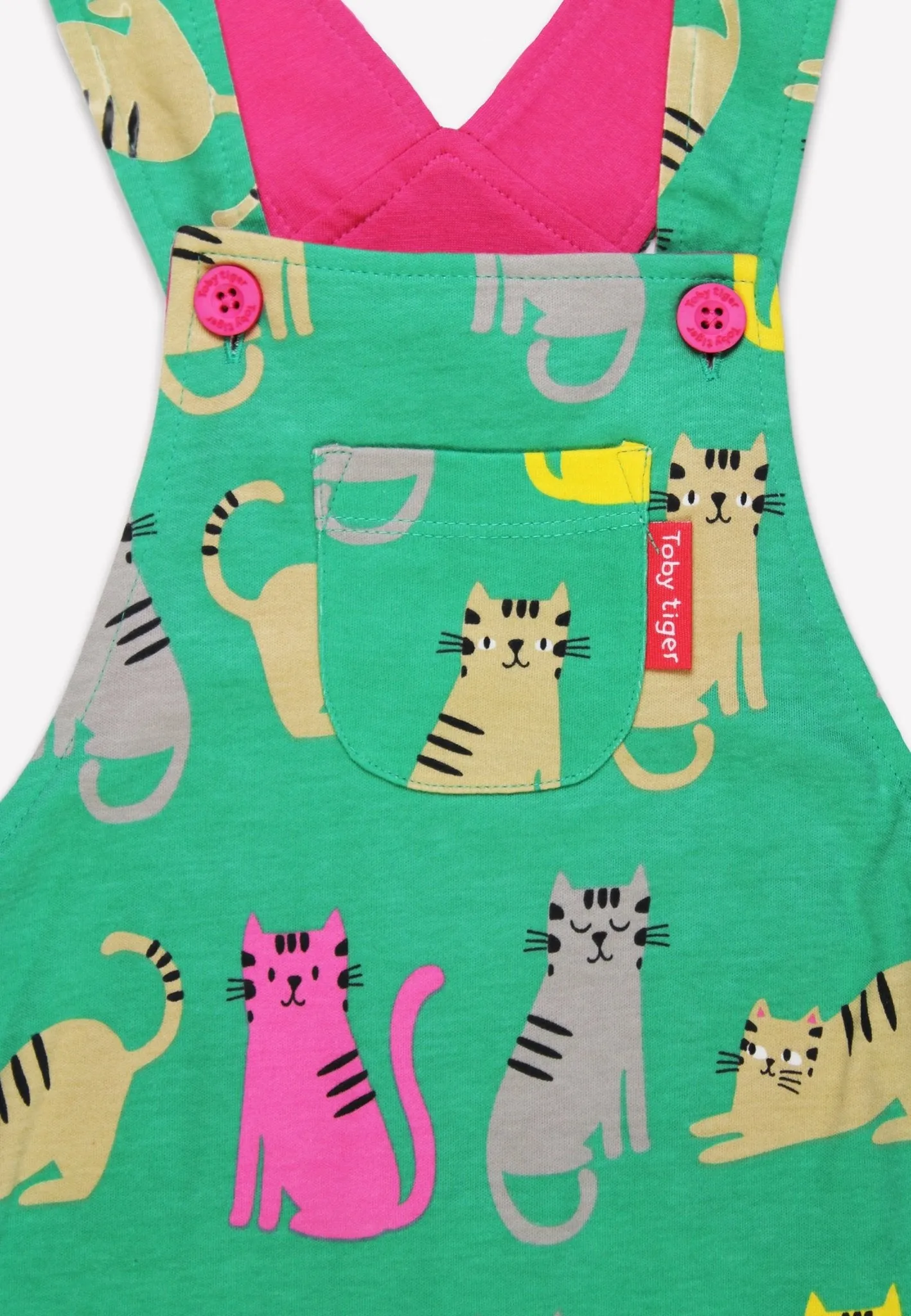 Organic Kitten Print Dungarees