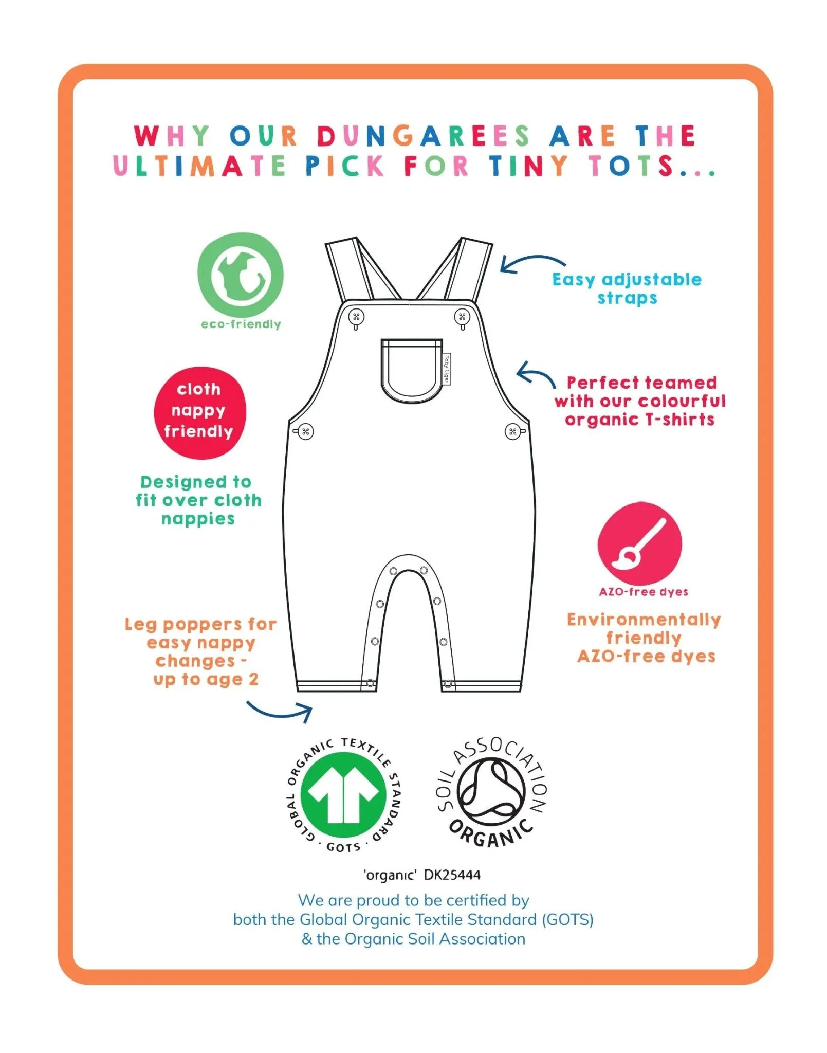 Organic Kitten Print Dungarees