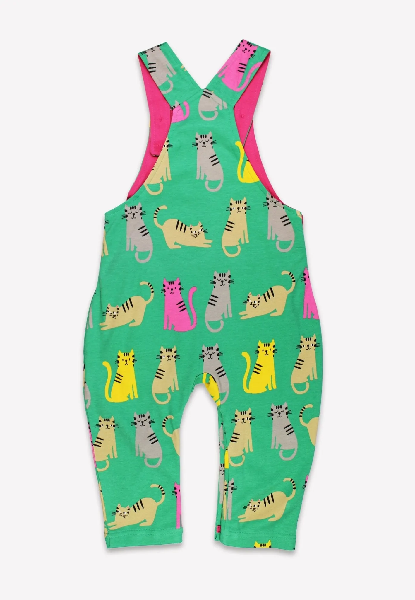 Organic Kitten Print Dungarees