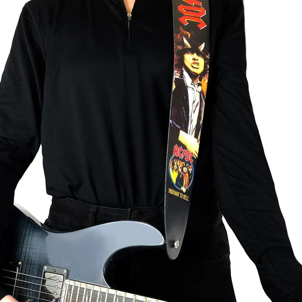 Perri's 2.5" Leather Guitar Strap ~ ACDC Highway To Hell