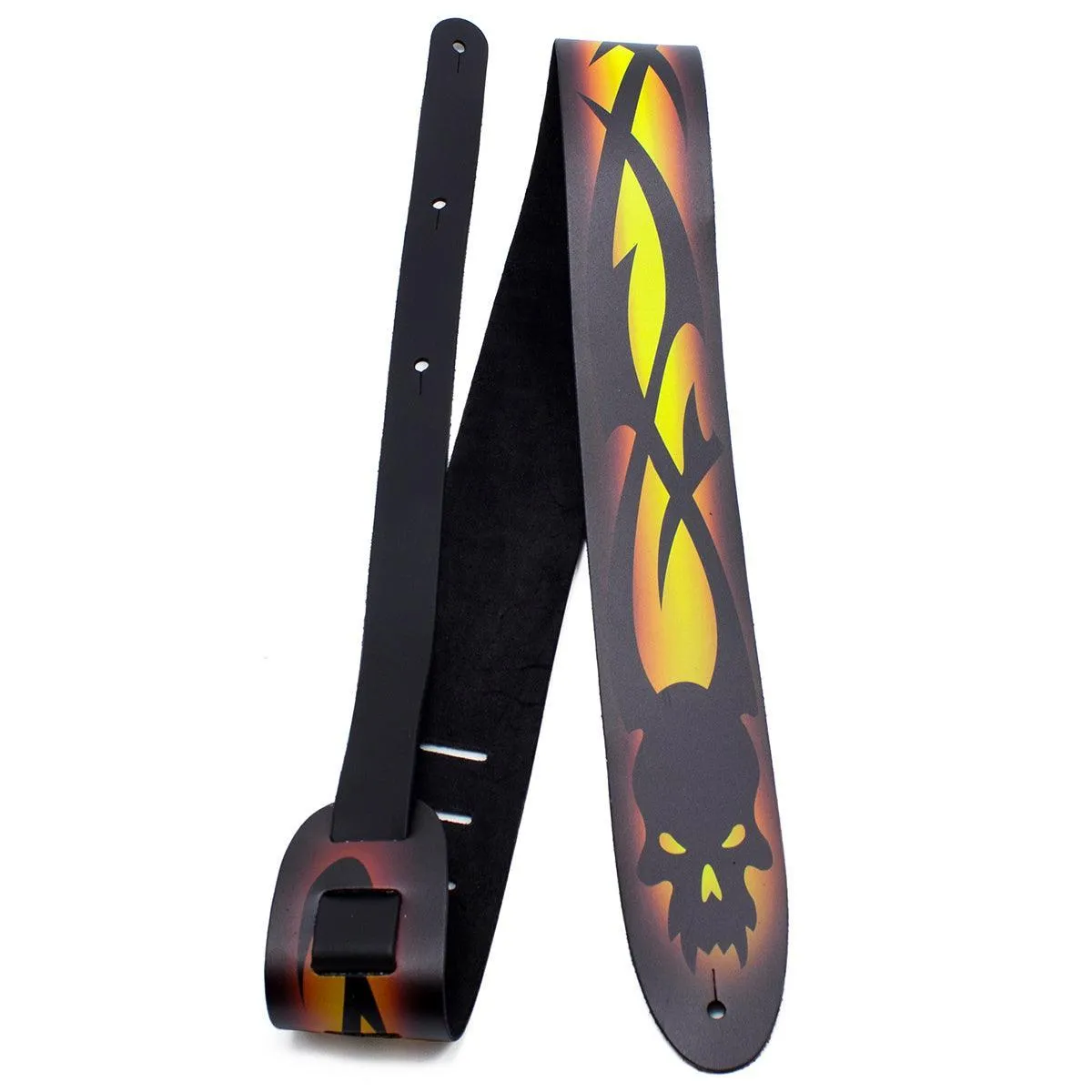 Perri's 2.5" Leather Guitar Strap ~ Tribal Skulls