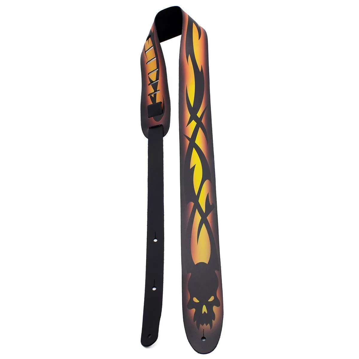 Perri's 2.5" Leather Guitar Strap ~ Tribal Skulls