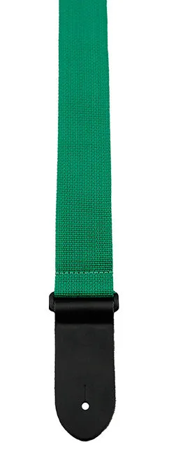 Perris 2" Poly Pro Guitar Strap in Green with Black Leather ends