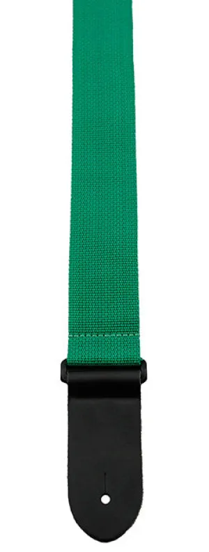 Perris 2" Poly Pro Guitar Strap in Green with Black Leather ends
