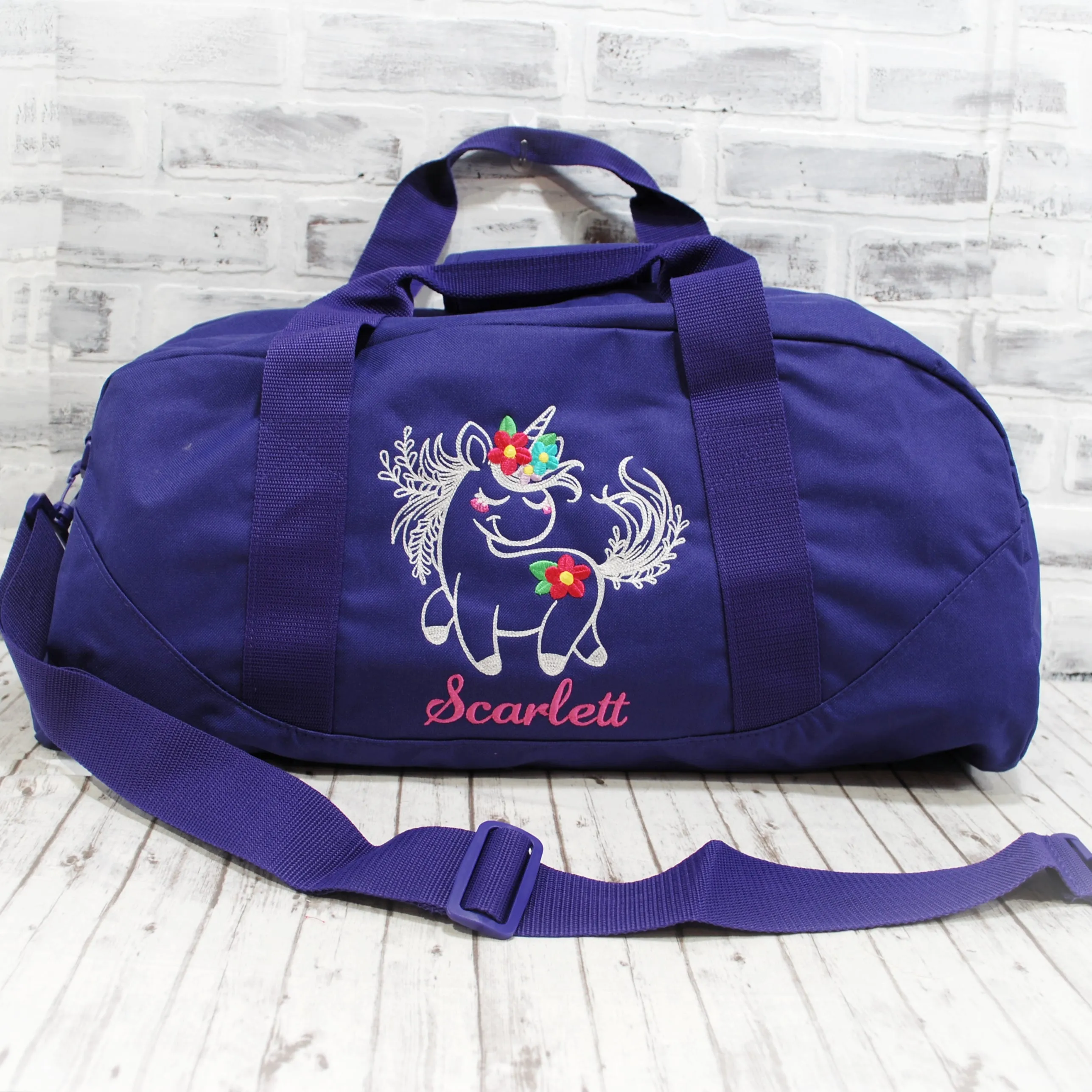 Personalized Floral Unicorn Tote or Duffle Bag